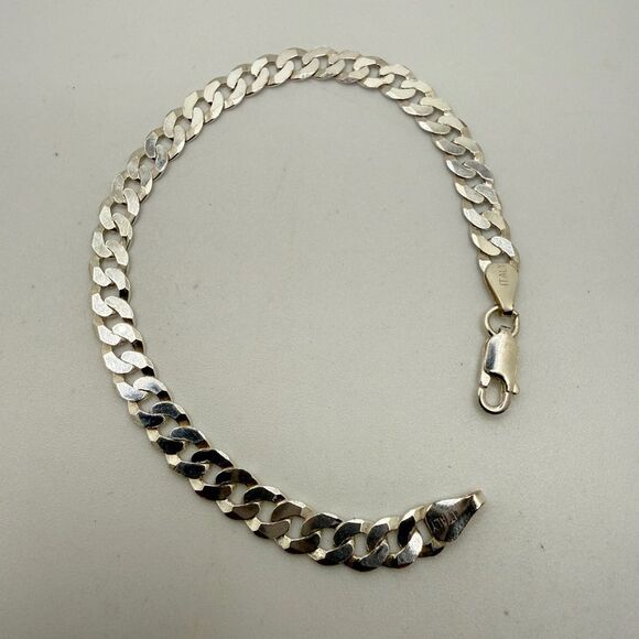 ~7.25" Thick cuban link bracelet, marked sterling silver and italy! - Picture 11 of 12